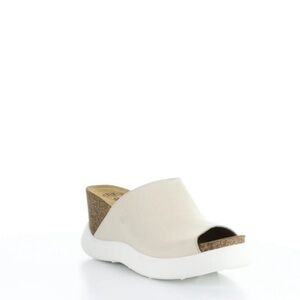 FLY London GINO966FLY Platform Wedge Sandal in Off White Mousse